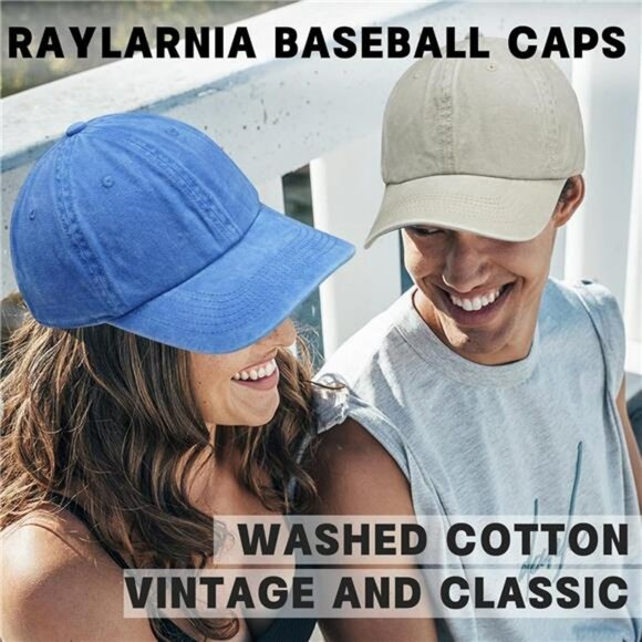 2 Pack Vintage Washed Baseball Caps Adjustable Cotton Hats for Men Women - Picture 5 of 7
